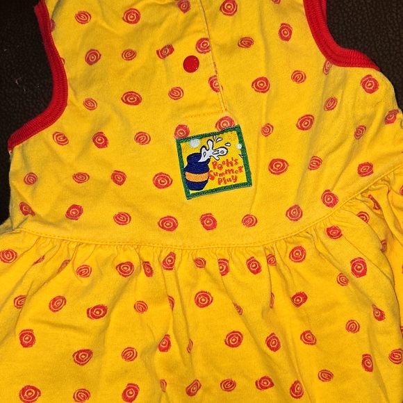 Vintage Yellow Winnie the Pooh Dress with Red Trim, Two Tiny Spots On Back - Picture 4 of 5
